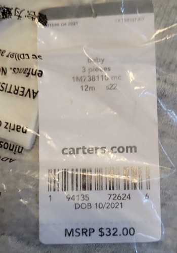 Carter taglia 12m set 3 - taglia,