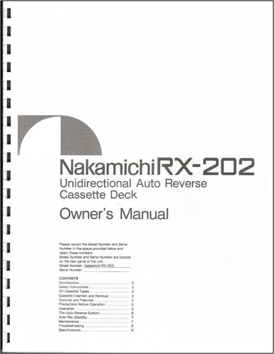 Nakamichi 202 cassette deck - rx-202,