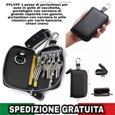 Portachiavi In Pelle Nera Con Ganci Chiavi portafoglio carte Bancarie