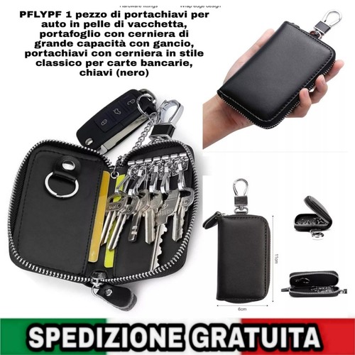 Portachiavi pelle nera con - pelle,