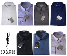 CAMICIA UOMO manica lunga M L XL XXL 3XL 100% cotone oxford SEA BARRIER CLASSIC