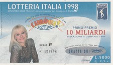 BIGLIETTO DELLA LOTTERIA ITALIA  - CARRA'MBA CHE FORTUNA- ESTRAZIONE 6- 1999