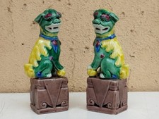 ANTICA COPPIA DI CANI DI FO KOMAINU IN PORCELLANA POLICROMO NO IMPORTAZIONE