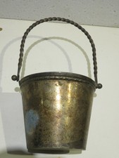 vecchio CESTELLO IN METALLO colore argento forse Silver Plated secchio vintage