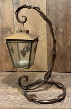 Ottone Votivo🕯️Lanterna Sospesa Porta Vetro Cernierata con Supporto 12” Vite Rustica Vintage