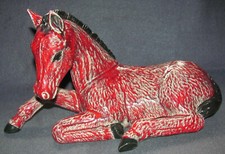 Keramik Pferd Rot Schwarz 60/70er Jahre