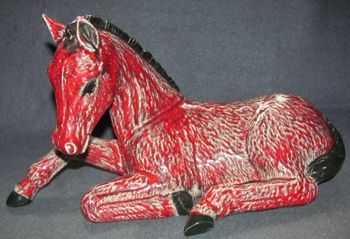Cavallo ceramica rosso nero - cavallo,