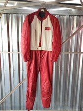 TUTA IN PELLE INTERA MOTO BREMA ROSSO BIANCO VINTAGE BRESCIA - TAGLIA 48
