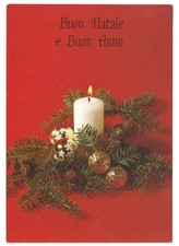 1993 foto cartolina Buon Natale vintage centrotavola natalizio con candela