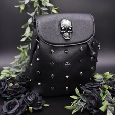 SMALL METAL SKULL SKULL Tassel Tie Backpack GOTHIC GOTHX Black Rucksack Goth Bag