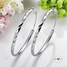 ORECCHINI DONNA A CERCHIO GRANDE IN ARGENTO 925 RODIATO DIAMETRO 5 CM