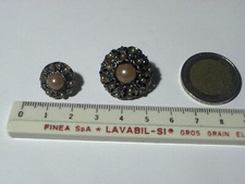 BOTTONE GIOIELLO COLOR ROSA / ARGENTO 2 MISURE ANNI 60 VINTAGE BUTTONS BOUTON
