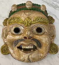 Maschera Dorje Dolker Mahakala in legno Bhutanese da appendere al muro 12" Nepal