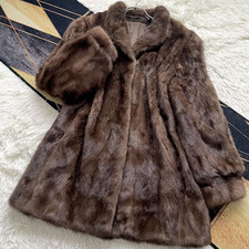 Cappotto semi lungo pelliccia visone Demi Buff donna XL lusso dal Giappone