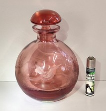 ANTICO VASO Moser CRISTAL BOTTLE Decoro Molato BOEMIA ROSA Ampolla Profumo h. 17