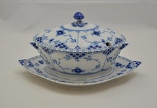 Royal Copenhagen Vollspitze Blue fluted full lace - ovale Deckelschüssel