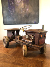 " DEJOU " TRACTEUR PORTEUR EN BOIS NATUREL (L 55 cm) ANNÉES 60