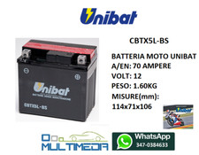 BATTERIA MOTO UNIBAT PER APRILIA SCARABEO DITECH 50 CC CBTX5LBS 12V,4AH  70A SP
