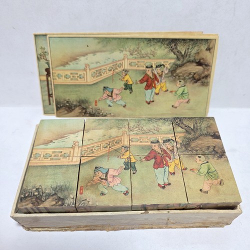 Vecchio gioco puzzle con cubi - puzzle,