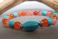 ???BRACCIALE DONNA PIETRE NATURALI DURE TUTCHESE E ARANCIONE. 104 ??