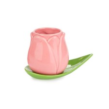 Tazzina da caffè in ceramica a forma di tulipano rosa