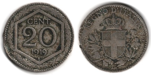 Italia centesimi 1919 - 20,