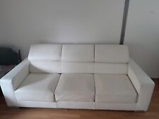 Divano bianco in vera pelle, 3 posti, varie parti reclinabili