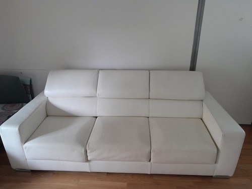 Divano bianco vera pelle 3 - divano,