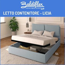 LETTO MATRIMONIALE CONTENITORE ECOPELLE RETE A DOGHE IN LEGNO LICIA 140x200 cm