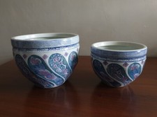 N°2 portavaso centrotavola decorato in porcellana Ø 25.5 grande e Ø 16 piccolo