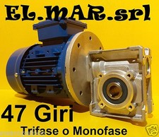 Motoriduttore 47 Giri HP 0,5 Riduttore di giri Motore Monofase Trifase Kw 0,37