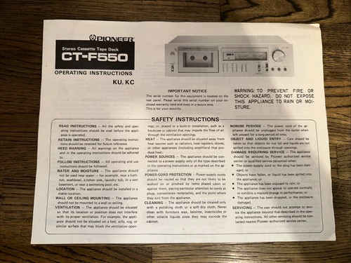 Pioneer f550 proprietario - ct-f550,