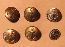 LOTTO  6  BOTTONI VARI METALLO DORATI ( 4 ANCORA Grande + 1 Medio + 1 Piccolo )