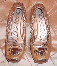 APEPAZZO VERY CUTE BALLERINA SHOES, COMBINATION OF LINEN LOOK AND GOLD DETAILS, 