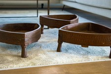 porta piante , vaso , piatto , centro tavola in legno kkg607set2