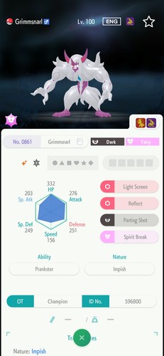 Grimmsnarl 6iv shiny pronto - shiny,
