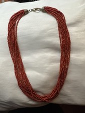 collana  Antica Di corallo rosso Torchon Lunghezza 54 Cm