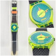 Swatch Gent Champ GJ106 1991 Vintage NOS Neon Sport Watch