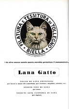 PUBBLICITA' 1957 LANA GATTO FILATURA TESSITURA DI TOLLEGNO LOGO MARCHIO STOFFE