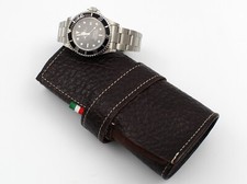 Porta Orologi Rotolo Vera Pelle Testa di Moro 5 Posti Travel Box Antigraffio Top