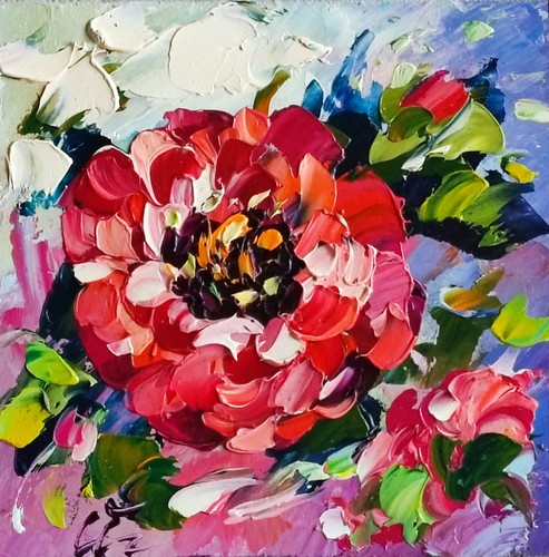 Original oil painting - oil, rose