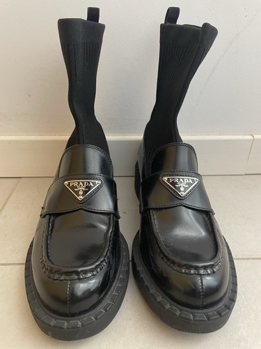 Prada leather loafers black - leather,