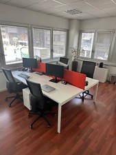 Bench scrivania quadrupla ufficio con 4 sedie e 3 cassettiere