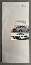 Brochure listino prezzi Audi TT Coupè & TT Roadster Quattro settembre 2000 mercato UK