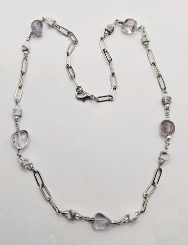 Collana acciaio con pietre - collana,