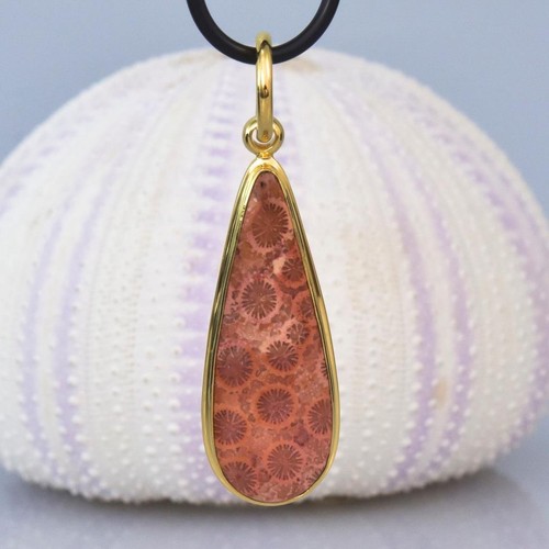 Ciondolo agatized fossil - ciondolo,