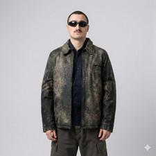 Giacca pelle uomo invecchiata