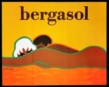 BERGASOL poster manifesto Bernard Villemot Crema Latte Solare O11