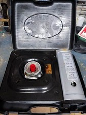 FORNELLO A GAS DA CAMPEGGIO ATTACCO BOMBOLA GPL + BOMBOLETTA BUTANO PORTATILE