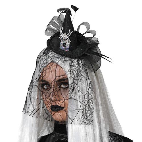 Cerchietto strega nero - cerchietto, velo